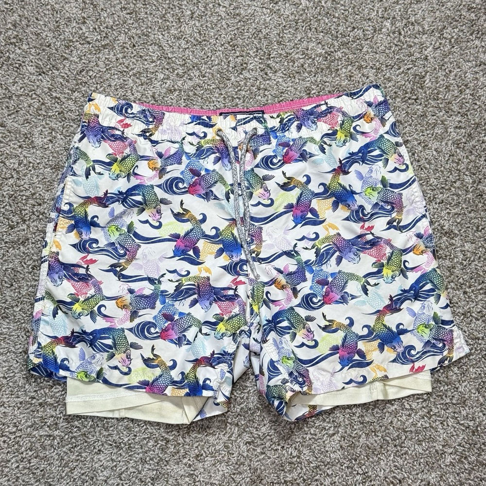 Michael's Swimwear Mens M Koi Fish Swim Trunks Cyclist Liner Multicolor Morocco